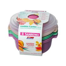 Conjunto 3 Potes De Plástico Redondo 530ml Sanremo