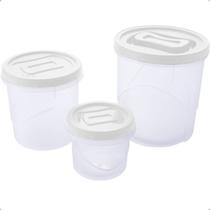 Conjunto 3 Potes De Plástico Rosca Redondos Para Mantimentos - Plasútil