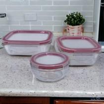 Conjunto 3 Potes De Vidro Com Tampa Hermética 150ml/170ml/250ml Conjunto 3 Potes De Vidro Com Tampa Hermética 150ml/170ml/250ml