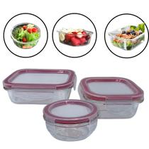 Conjunto 3 Potes De Vidro Com Tampa Hermética 150ml/170ml/250ml