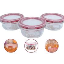 Conjunto 3 Potes De Vidro Com Tampa Hermetica 150ml Presente Conserva Colocar Cozinha Resistente Microondas Jogo