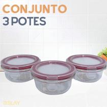 Conjunto 3 Potes De Vidro Com Tampa Hermética Redondo 150ml Pote para Alimentos Freezer Microondas