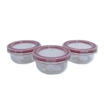Conjunto 3 Potes De Vidro Com Tampa Hermética Redondo 150ml Conjunto 3 Potes De Vidro Com Tampa Hermética Redondo 150ml