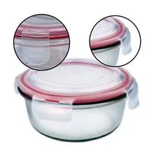 Conjunto 3 Potes De Vidro Com Tampa Hermetica Redondo Presente Marmita Empilhável BPA Cozinha Resistente Jogo