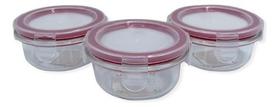 Conjunto 3 Potes De Vidro Hermético Redondo Premium Conjunto 3 Potes De Vidro Hermético Redondo Premium