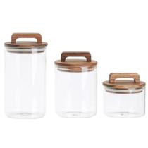 Conjunto 3 Potes De Vidro Herméticos Acácia Mantimentos Conjunto 3 Potes De Vidro Herméticos Acácia Mantimentos