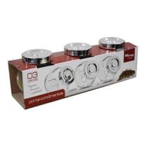 Conjunto 3 Potes De Vidro Porta Temperos Condimentos 180ml - AIQUETUDO UTILIDADES