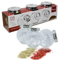 Conjunto 3 Potes De Vidro Porta Temperos Condimentos 180ml