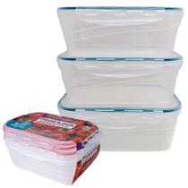 Conjunto 3 Potes Hermético Food Lock Retangular 1lt LP House