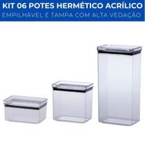 Conjunto 3 Potes Hermético Retangular Lumini 580ml / 1300ml / 2600ml Conjunto 3 Potes Hermético Retangular Lumini 580ml / 1300ml / 2600ml