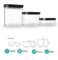 Conjunto 3 Potes Herméticos Anti Impacto Em Acrílico Helsim