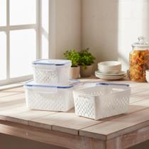 Conjunto 3 Potes Herméticos Com Cesto Organizador Branco Conjunto 3 Potes Herméticos Com Cesto Organizador Branco