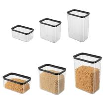 Conjunto 3 Potes Herméticos de Plástico Casa Cozinha Organizada Armário Decoração Alimentos Mantimentos Frescos Grãos Cereais Farinhas Massas