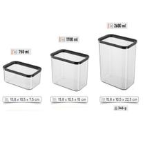 Conjunto 3 Potes Herméticos de Plástico Conjunto 3 Potes Herméticos de Plástico