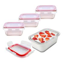 Conjunto 3 Potes Herméticos De Vidro Borossilicato Fit Frutas Tampa Condimentos 200mL