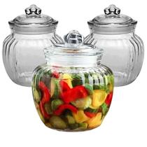 Conjunto 3 Potes Herméticos Kit Jogo De Baleiro Em Vidro 600ml Porta Mantimentos