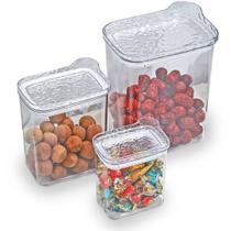 Conjunto 3 Potes Herméticos Multiuso Com Tampa Vedação Forte Plástico Transparente Cozinha Mantimentos Organizador Prático Conjunto 3 Potes Herméticos Multiuso Com Tampa Vedação Forte Plástico Transparente Cozinha Mantimentos Organizador Prático