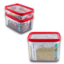Conjunto 3 Potes Herméticos Para Alimento Mantimento de Cozinha Vermelho Conjunto 3 Potes Herméticos Para Alimento Mantimento de Cozinha Vermelho