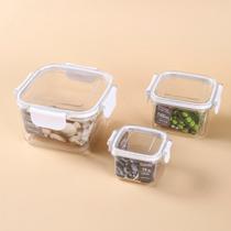 Conjunto 3 Potes Herméticos Quadrados 60ml 160ml 380ml Transparente Vedação Tampa Trava Cozinha Organização