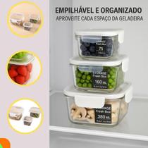 Conjunto 3 Potes Herméticos Quadrados Ideal para Armazenar Alimentos Vedação Segura, Organização da Cozinha e Conservação Prolongada