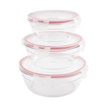 Conjunto 3 Potes Herméticos Redondos Multiuso com Tampa 320ml, 580ml e 1000ml Livre de BPA, Plástico Transparente com Tampa