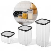 Conjunto 3 Potes Herméticos Vedados Comida Multiuso Despensa Sem Bpa Recipientes Armazenamento Conjunto 3 Potes Herméticos Vedados Comida Multiuso Despensa Sem Bpa Recipientes Armazenamento