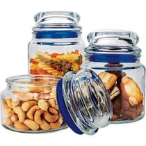 Conjunto 3 Potes Multiuso Hermética Tamanhos Variados Azul Euro Home Conjunto 3 Potes Multiuso Hermética Tamanhos Variados Azul Euro Home