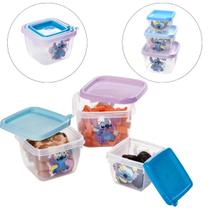 Conjunto 3 Potes Organizadores Conect Stitch Disney Plasútil
