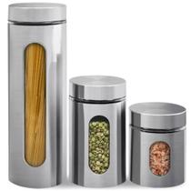 Conjunto 3 Potes para Mantimentos Inox Wincy Rocie