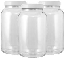 Conjunto 3 Potes Para Mantimentos Vidro 3,2L Branco