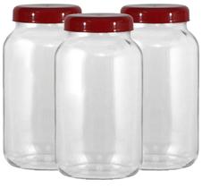 Conjunto 3 Potes Para Mantimentos Vidro 3,2L Vermelho