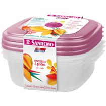 Conjunto 3 potes plásitco 1,3l hermétrico Sanremo com alça para manuseio