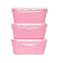 Conjunto 3 Potes Plástico Hermético 1L Lp House Conjunto 3 Potes Plástico Hermético 1L Lp House