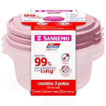 Conjunto 3 potes Plástico UltraProtect 530ml seguro Praticidade vedação completa freezer lava-louças Micro-ondas Livre de BPA - Sanremo