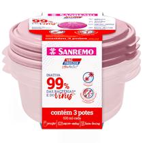 Conjunto 3 potes Plástico UltraProtect 530ml seguro Praticidade vedação completa freezer lava-louças Micro-ondas Livre de BPA