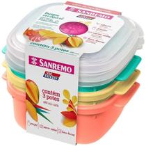 Conjunto 3 Potes Plásticos Quadrados 480ML Atóxico Freezer Sanremo Conjunto 3 Potes Plásticos Quadrados 480ML Atóxico Freezer Sanremo