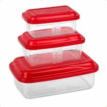 Conjunto 3 Potes Plasticos Retangulares 850/400/250ml Giplás -