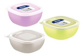 Conjunto 3 Potes Plásticos Tramontina Mixcolor 600ml Colorido