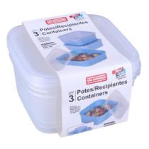 Conjunto 3 Potes Quadrado 500ml Po52-01 São Bernardo Conjunto 3 Potes Quadrado 500ml Po52-01 São Bernardo