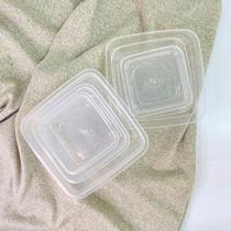 Conjunto 3 potes quadrado transparente ideais para conservar alimentos P M G - Filó Modas