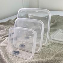 Conjunto 3 potes quadrado transparente para cozinha