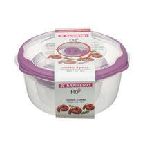 Conjunto 3 Potes Redondos Com Válvula de Vapor Flor Sanremo Conjunto 3 Potes Redondos Com Válvula de Vapor Flor Sanremo