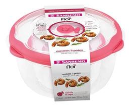 Conjunto 3 Potes Redondos Plástico Sanremo Rosa Claro
