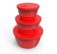 Conjunto 3 Potes Redondos Tampa Válvula Respiro Resistente