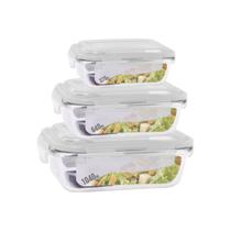 Conjunto 3 Potes Retangular 3 Tamanhos Coleção Combinado
