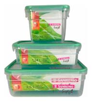 Conjunto 3 Potes Sanremo Hermético Trava Micro-ondas Freshy Conjunto 3 Potes Sanremo Hermético Trava Micro-ondas Freshy