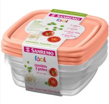 Conjunto 3 Potes Sanremo Vasilhas de plástico com Tampa 530ml