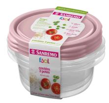 Conjunto 3 Potes Sanremo Vasilhas de plástico com Tampa 620ml