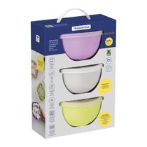 Conjunto 3 Potes Tramontina Mixcolor c/ Tampa 600ml