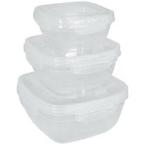 Conjunto 3 Potes Transparente 400/800/1400ml C/ Tampa Cozinha Alimento Armazenamento Cozinha Geladeira Micro-ondas - Rischioto